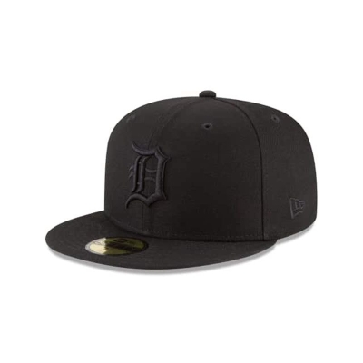 Black Detroit Tigers Hat - New Era MLB Blackout Basic 59FIFTY Fitted Caps USA6231075